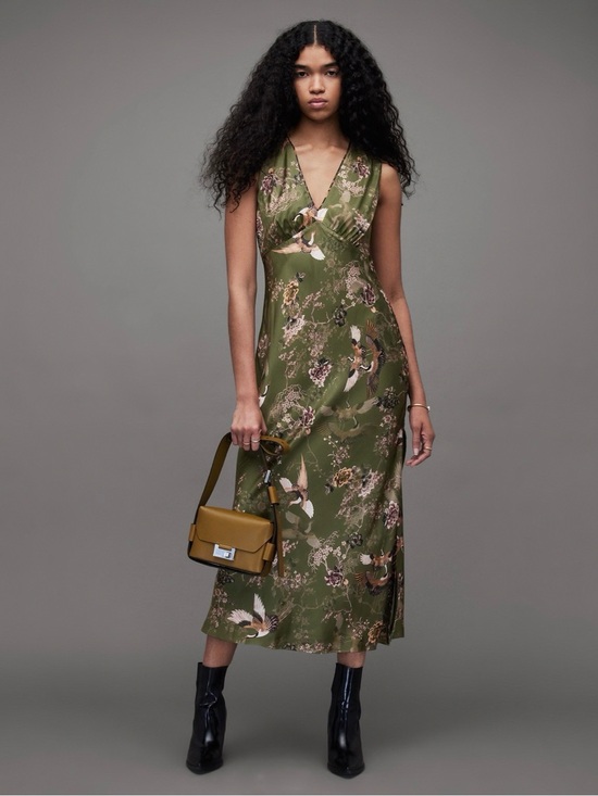 All Saints Dresses & Skirts - AllSaints Karla Peggy Olive Green Floral V-Neck Maxi Dress